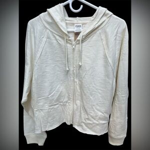 PINK Victoria's Secret Off-White Zip-Up Hoodie